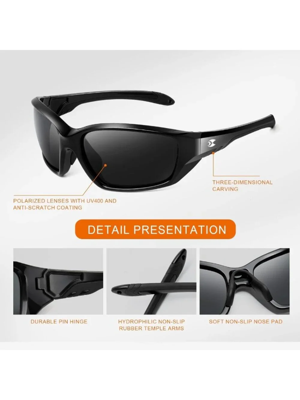 Polarized UV400 Sports Sunglasses for Men & Women - Wrap Around Goggles for